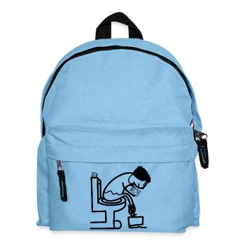 Funny man on toilet toilet humor - Kids' Backpack - light blue - Front