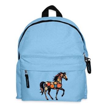 Motif de cheval fier, fleur de cheval, jument colorée - Sac à dos Enfant - bleu clair - Devant