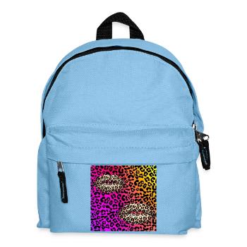 Leopardenlippen auf Neongradienten - Kinder Rucksack - Hellblau - Vorne