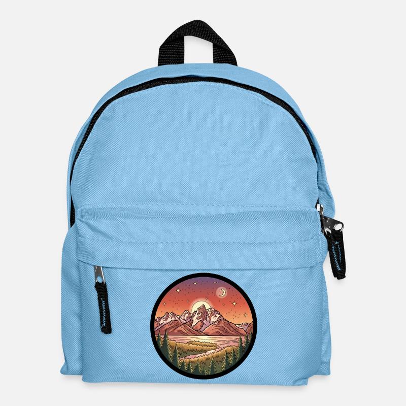 Moonlight Mountains Round Patch - Kids' Backpack - light blue