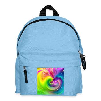 Farbwirbel Neon Regenbogen - Kinder Rucksack - Hellblau - Vorne