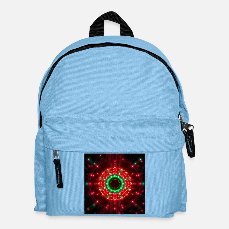Neon Mandala Tech Zentrum - Kinder Rucksack - Hellblau