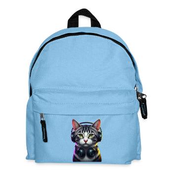 KatzenDJ Neon Kopfhörer Music lover cat - Kinder Rucksack - Hellblau - Vorne