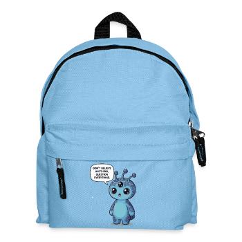 Niedlicher Alien: Statement - Alles hinterfragen - Kinder Rucksack - Hellblau - Vorne