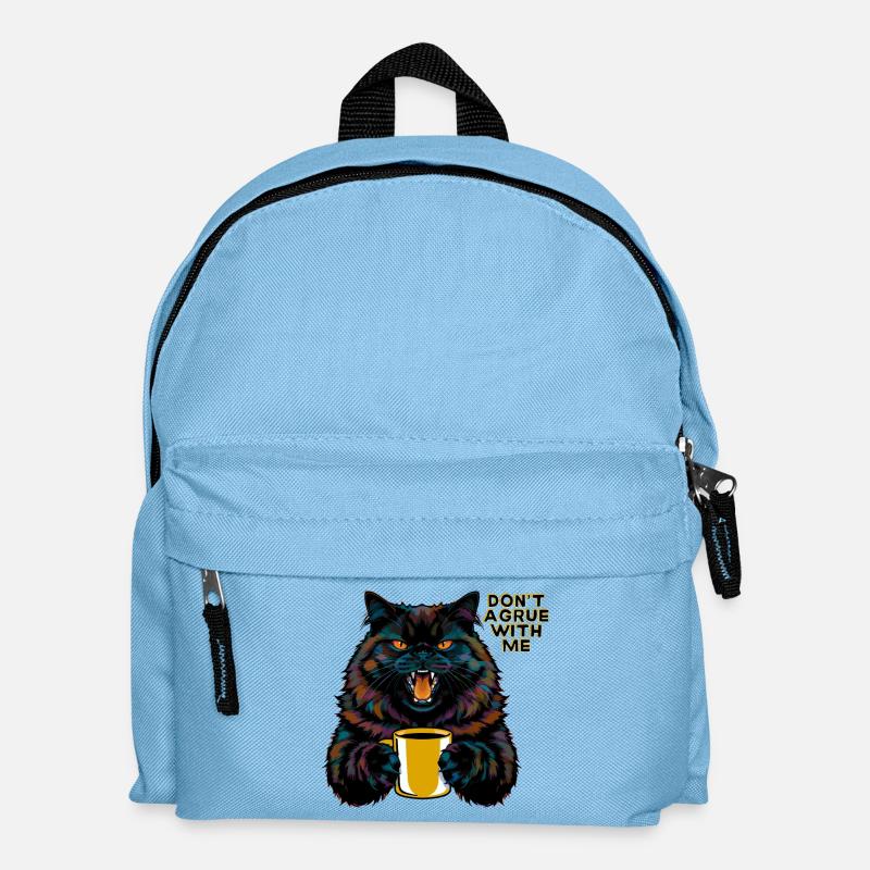 Katze mit Statement "Streite nicht mit mir" - Kinder Rucksack - Hellblau