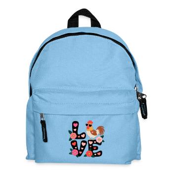 Love Hahn Blumenherz  - Kinder Rucksack - Hellblau - Vorne