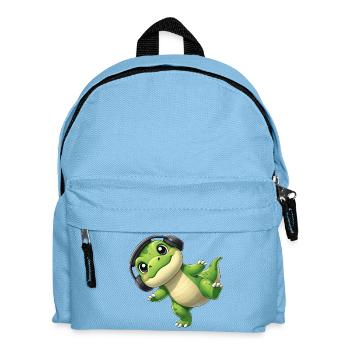 Cute T-Rex Dino with Headphones Dancing Music - Kids' Backpack - light blue - Front