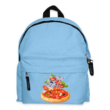 Pizza with salami and vegetables illustration - Kids' Backpack - light blue - Front