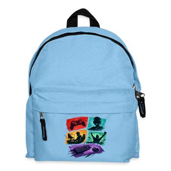 Bunte Gaming Panels Zocker-Universum - Kinder Rucksack - Hellblau - Vorne