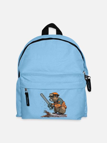 Biber Holzfäller Kettensäge - Kinder Rucksack - Hellblau