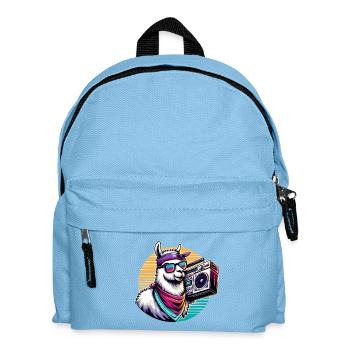 Lama mit Boombox im Retro-Vibe - Kinder Rucksack - Hellblau - Vorne