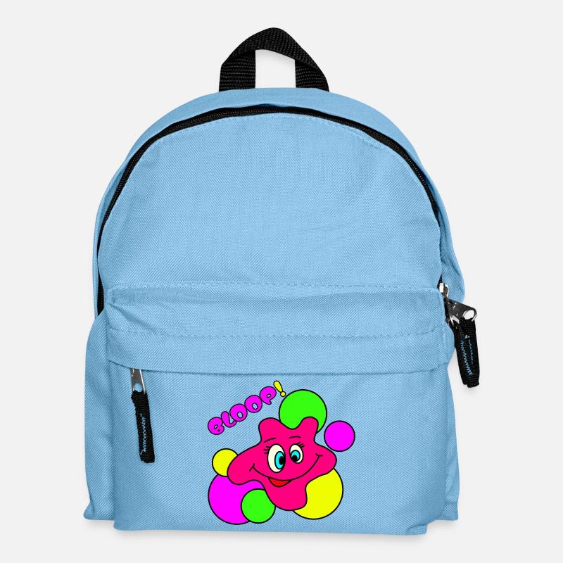 BLOOP ! Personnage drôle de Pop Art Néon - Sac à dos Enfant - bleu clair