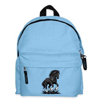 Cheval Noir Galop Étalon Sauvage Équestre - Sac à dos Enfant - bleu clair - Devant