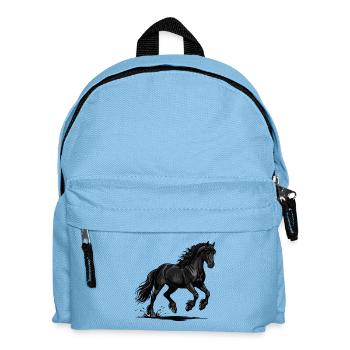 Wild Black Horse Gallop Equestrian Power - Kids' Backpack - light blue - Front
