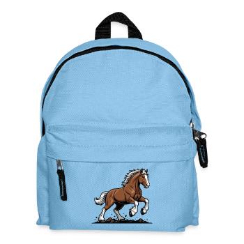 Horse Chestnut White Horsehair Chic Equestrian Gallop - Kids' Backpack - light blue - Front