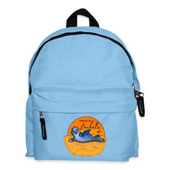 Seehundbaby am Strand – Schenk mir ein Lächeln - Kinder Rucksack - Hellblau - Vorne
