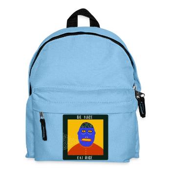 Be Nice Eat Rice : graphique d’art populaire surréaliste et excentrique - Sac à dos Enfant - bleu clair - Devant