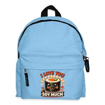 Kawaii Sushi Retro-Print: I love you soy much - Kinder Rucksack - Hellblau - Vorne