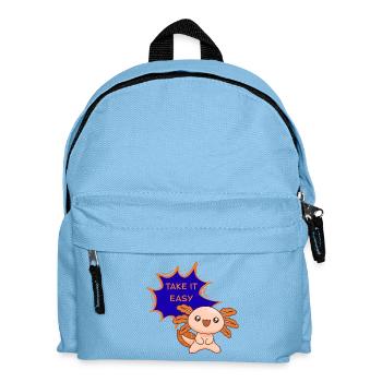 Take It Easy Axolotl – Lustiges Kawaii T-Shirt - Kinder Rucksack - Hellblau - Vorne