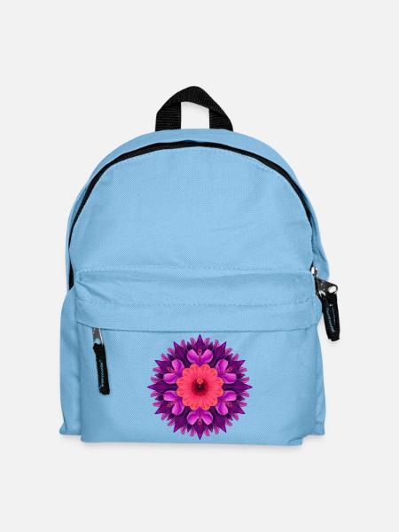 Blumenmandala in Lila Orange - Kinder Rucksack - Hellblau