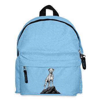 Chien Dalmatien sur Rocher Portrait Tacheté Noir - Sac à dos Enfant - bleu clair - Devant