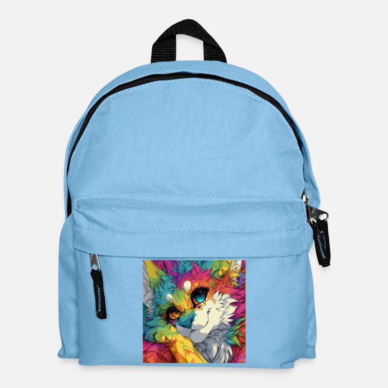 Rainbow Fur Cuddly Cat - Kids' Backpack - light blue