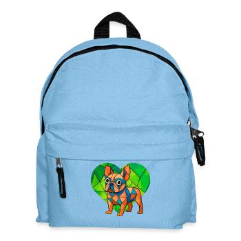 French Bulldog Soccer Pro Retro Goal Striker Art - Kids' Backpack - light blue - Front