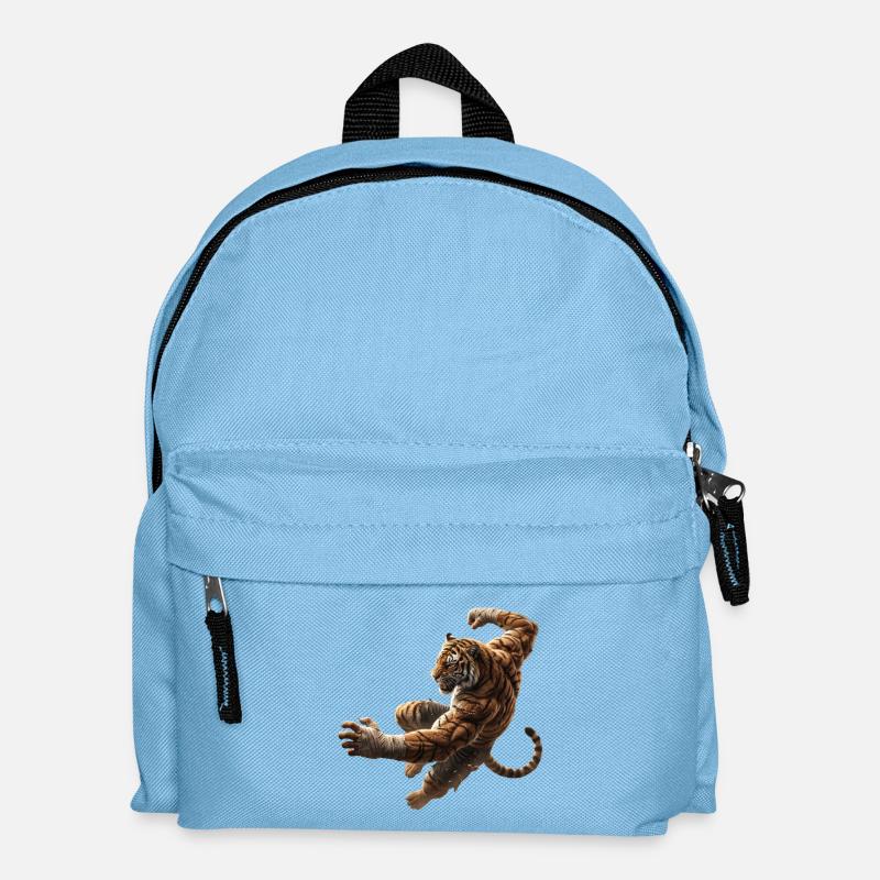Springender Tiger  - Kinder Rucksack - Hellblau