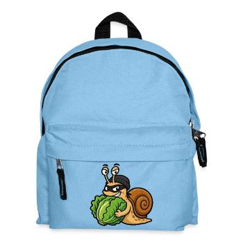 Humorous salad stealing snail - Kids' Backpack - light blue - Front