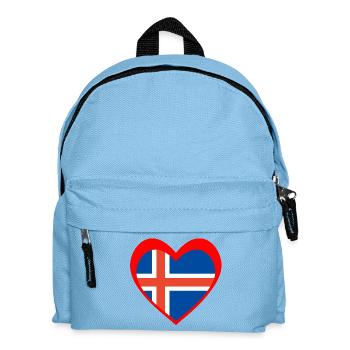 Ísland Hjarta – Ást til Íslands - Kinder Rucksack - Hellblau - Vorne