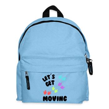 Let's Get Move – Dinosaur Tracks Kindershirt - Kinder Rucksack - Hellblau - Vorne