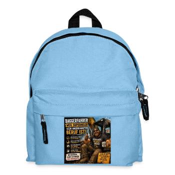 Baggerfahrer Humor Spruchshirt - Kinder Rucksack - Hellblau - Vorne