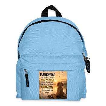 Manchmal kurz anhalten – Hund am See - Kinder Rucksack - Hellblau - Vorne