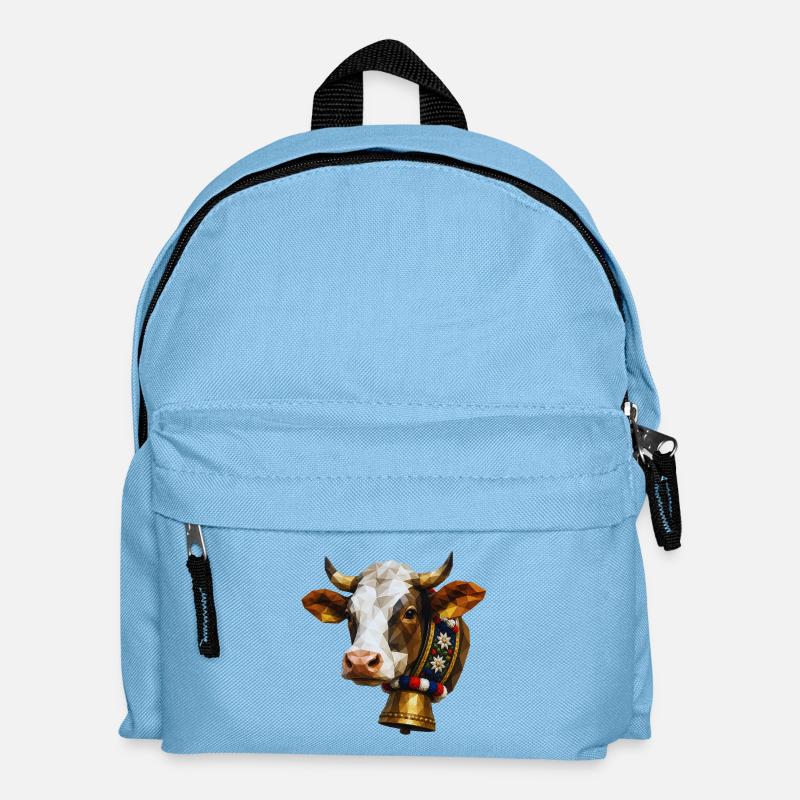Cow Polygon Bell Flower Wreath - Kids' Backpack - light blue