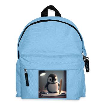 Pinguin Künstler am Tisch - Kinder Rucksack - Hellblau - Vorne