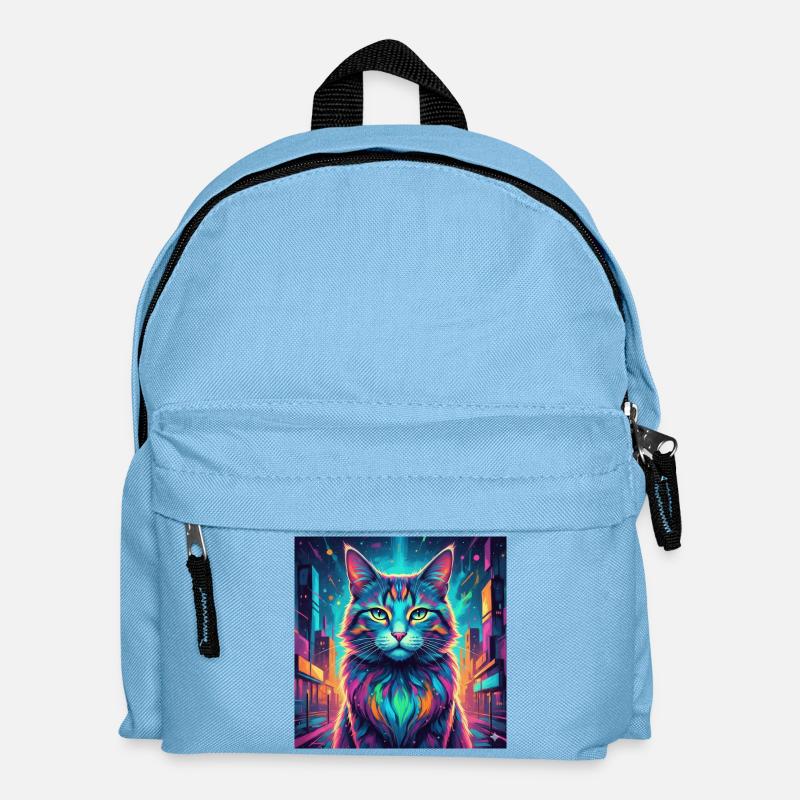Neonkatze - Kinder Rucksack - Hellblau