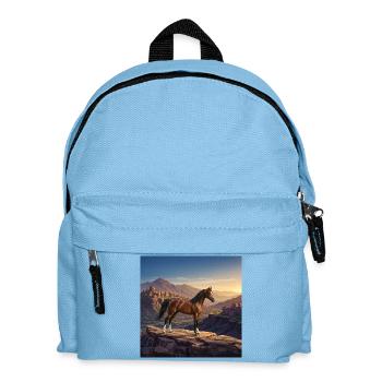 An Arabian Al Jawf horse and a landscape - Kids' Backpack - light blue - Front