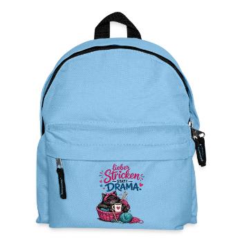 Lieber Stricken statt Drama - Kinder Rucksack - Hellblau - Vorne