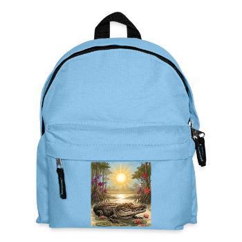 Nature vintage de l’alligator de Floride et fleurs exotiques des marais - Sac à dos Enfant - bleu clair - Devant
