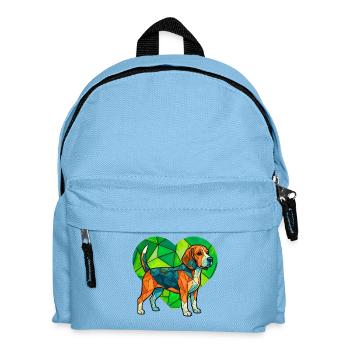 Vintage-Beagle-Dog-Kunst Retro-Elementar-Volksdruck - Kinder Rucksack - Hellblau - Vorne