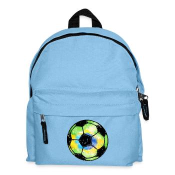 Football Brésil - Vert, Jaune, Bleu - Aquarelle Peinture - Sac à dos Enfant - bleu clair - Devant