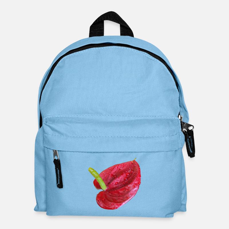 Vibrant_Red_Anthurium_Flower - Kinder Rucksack - Hellblau