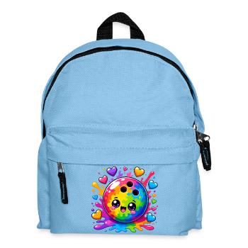 Boule de bowling colorée avec des cœurs - Sac à dos Enfant - bleu clair - Devant