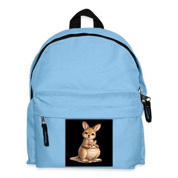Mutter Känguru mit ihrem Baby - Kinder Rucksack - Hellblau - Vorne