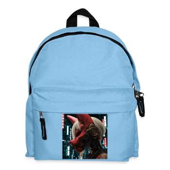 Roter Neon-Fox Maskenhelm - Kinder Rucksack - Hellblau - Vorne