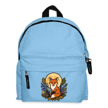 Renard sous pleine lune fleurie - Sac à dos Enfant - bleu clair - Devant