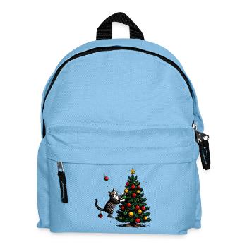 Katzenfreund am Weihnachtsbaum - Kinder Rucksack - Hellblau - Vorne