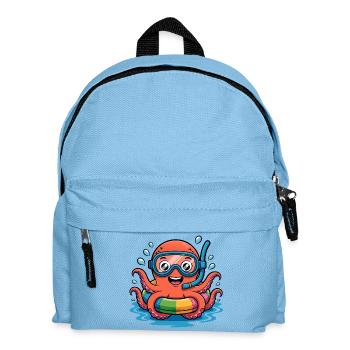 Bunter Oktopus mit Taucherbrille - Kinder Rucksack - Hellblau - Vorne