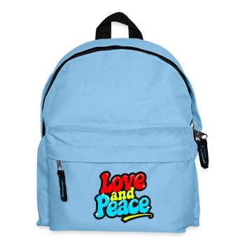 Love and Peace Retro Groovy Inscription - Kids' Backpack - light blue - Front