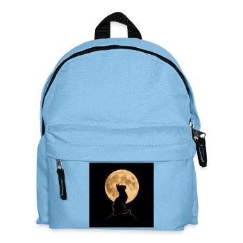 Wolfssilhouette unter Vollmond - Kinder Rucksack - Hellblau - Vorne